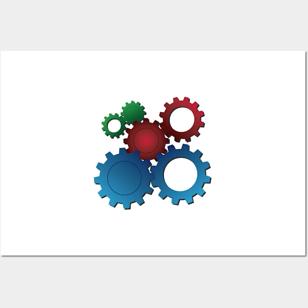 Colored Gears Of Different Sizes Wall Art by RPMELO